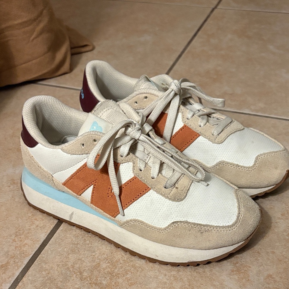 New Balance Beige and Rust Sneakers